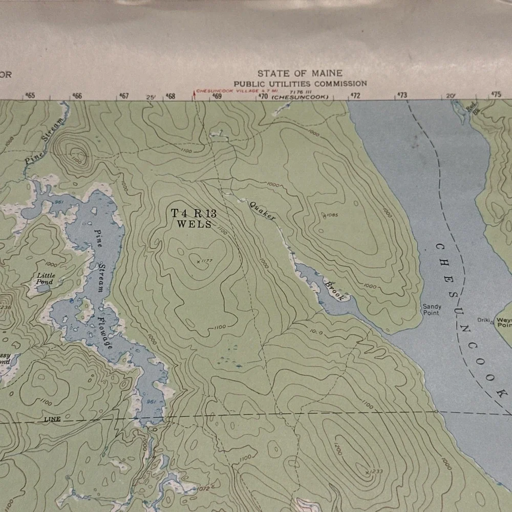 USGS PUBLIC UTILITIES COMM 1954 Ragged Lake, ME Quadrangle Piscataquis 1:625 MAP